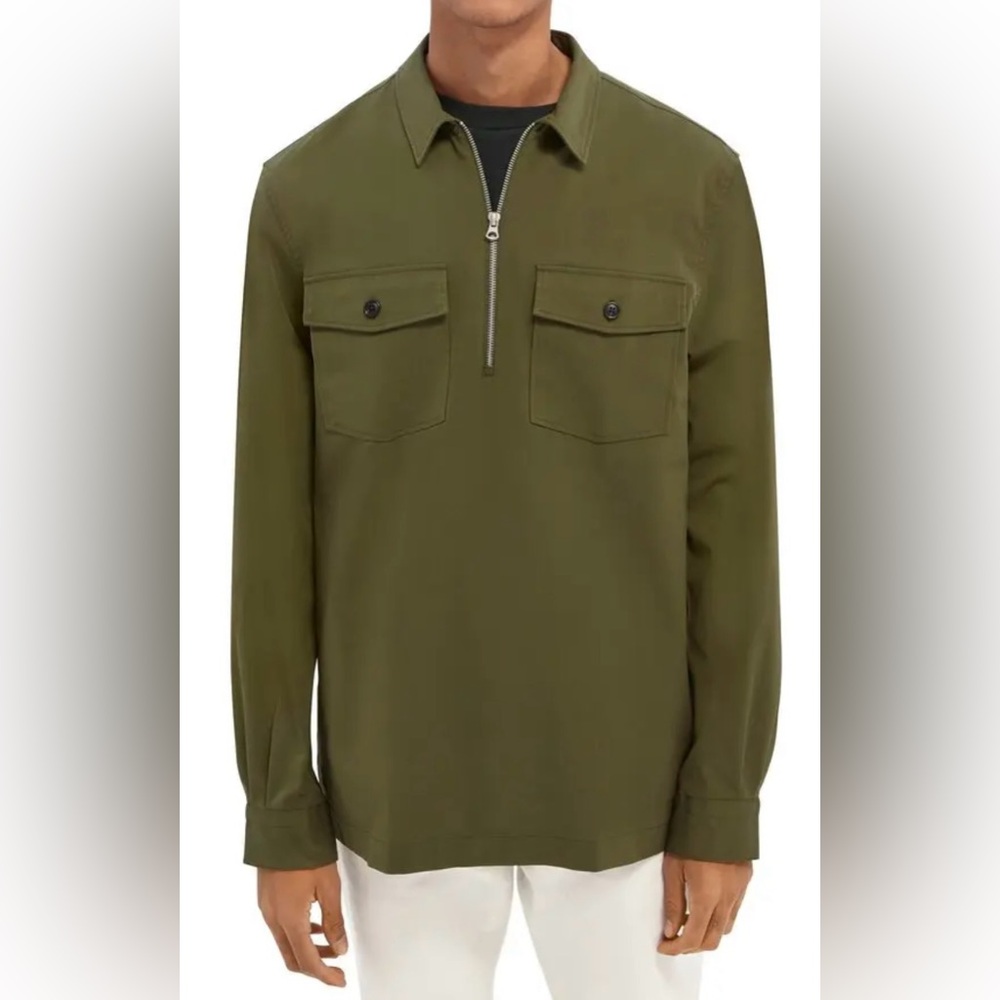Scotch & Soda Half Zip Overshirt in Army Green